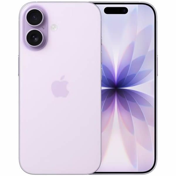 Se muestra un iPhone color lavanda por delante y por detrás
