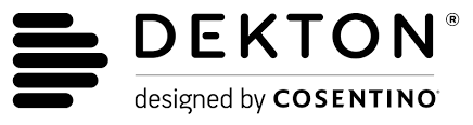 Un logotipo en blanco y negro para Dekton diseñado por Cosentino.