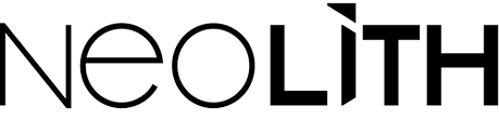 La palabra neolith está escrita en blanco y negro sobre un fondo blanco.