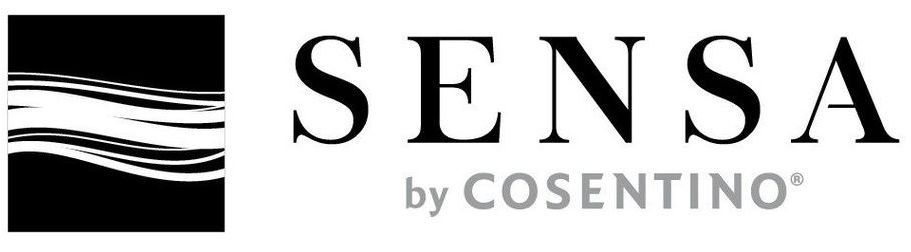 Un logotipo en blanco y negro para Sensa by Cosentino