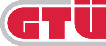 Rot-weißes „GTU“-Logo mit grauer Umrandung.