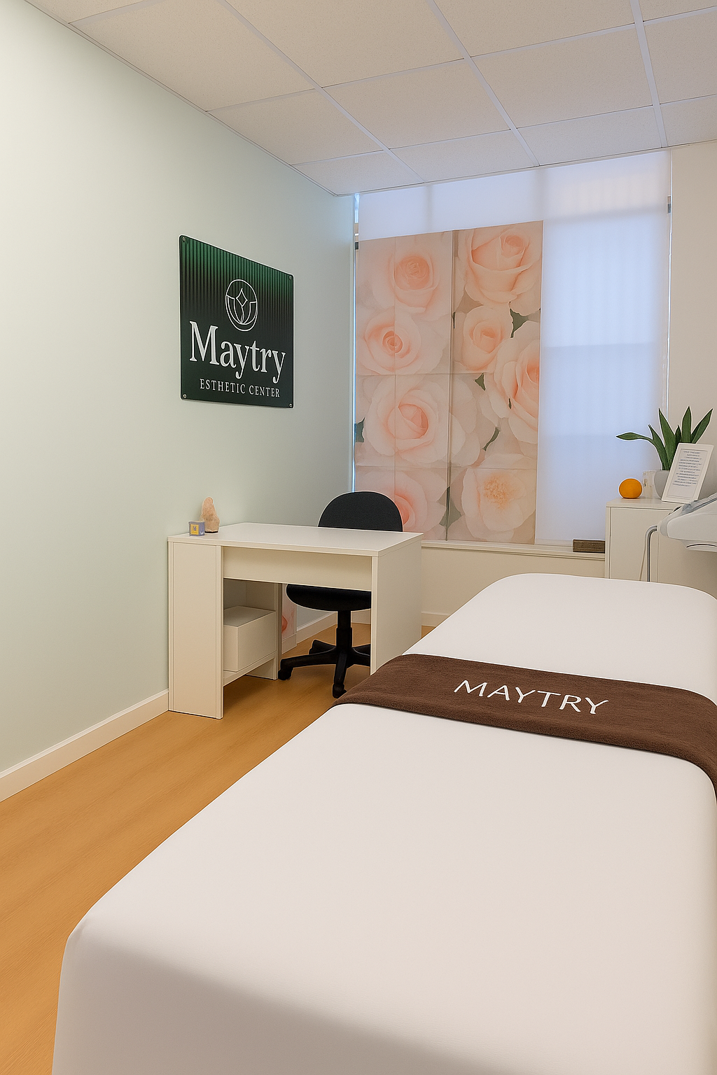 Una habitación con paredes moradas y una cama dentro.