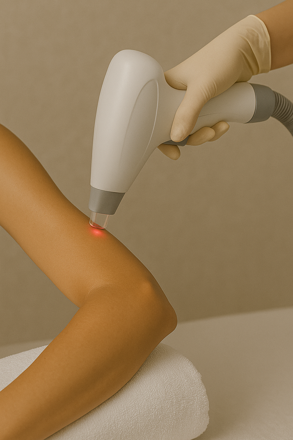 Una mujer se depila las piernas en un salón de belleza.