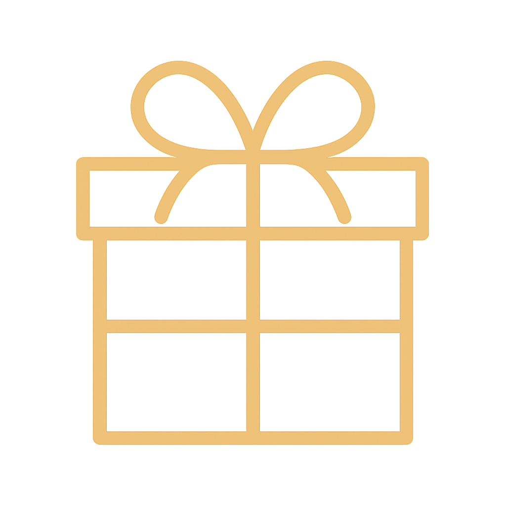 Un icono dorado de un maletín sobre un fondo blanco.