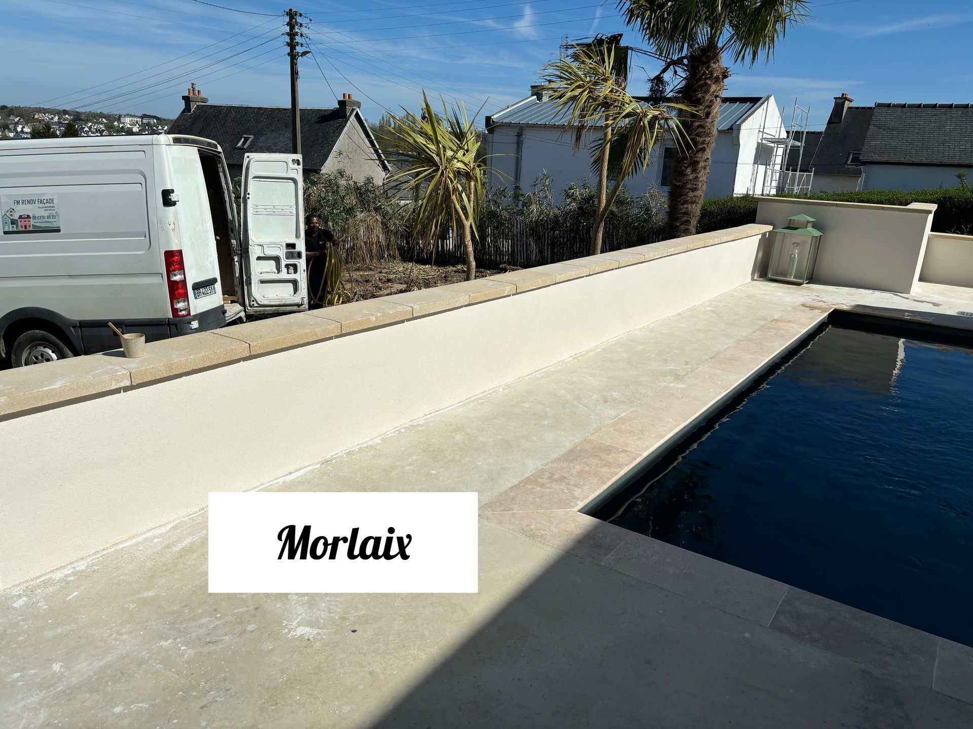 chantier enduit Morlaix muret neuf