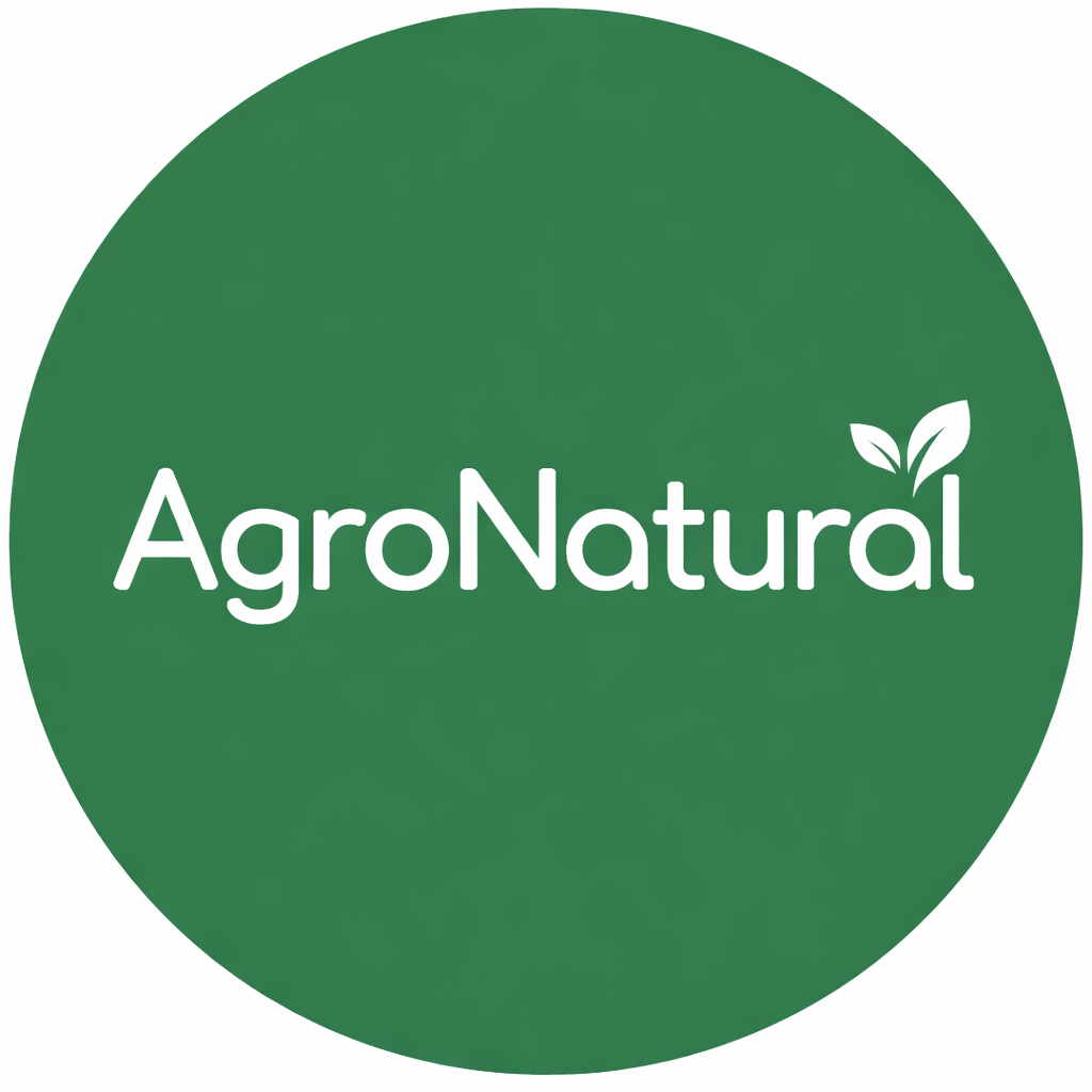 Logotipo para AgroNatural, texto blanco sobre fondo verde.