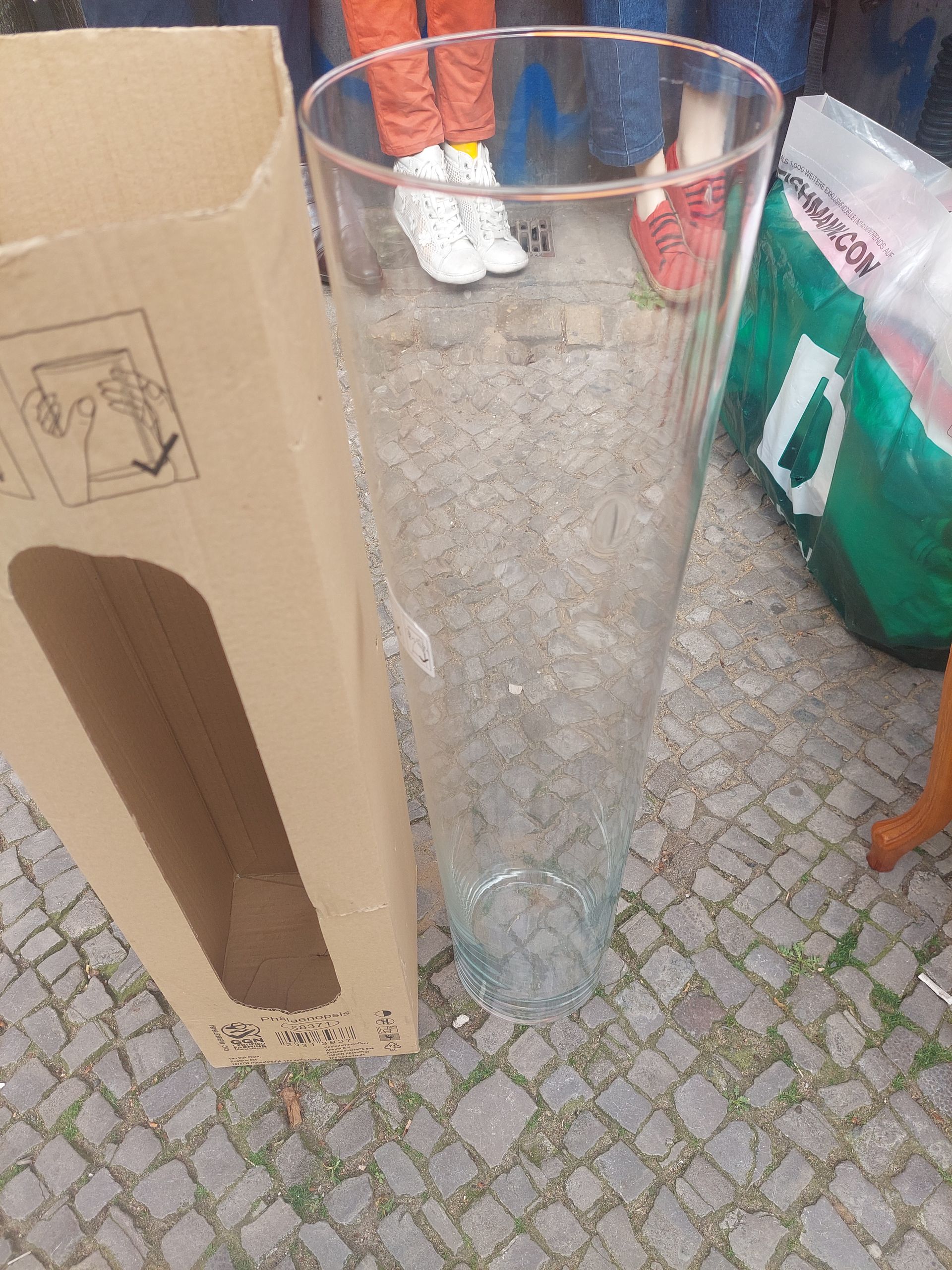 große hohe Glasvase