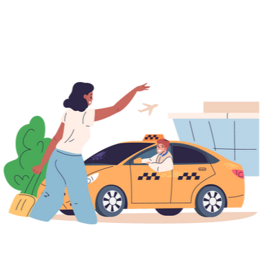 Une femme qui appelle un taxi en lui fisant signe