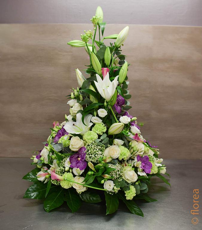 coussin conique deuil rose et blanc