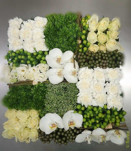 coussin carre deuil vert et blanc