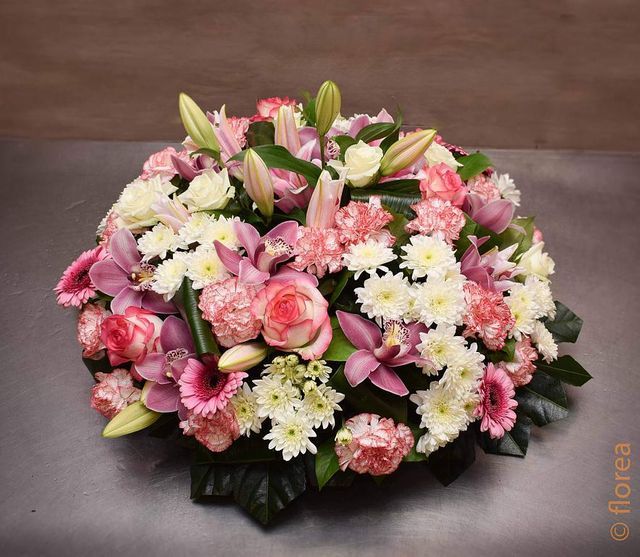 coussin deuil rose et blanc