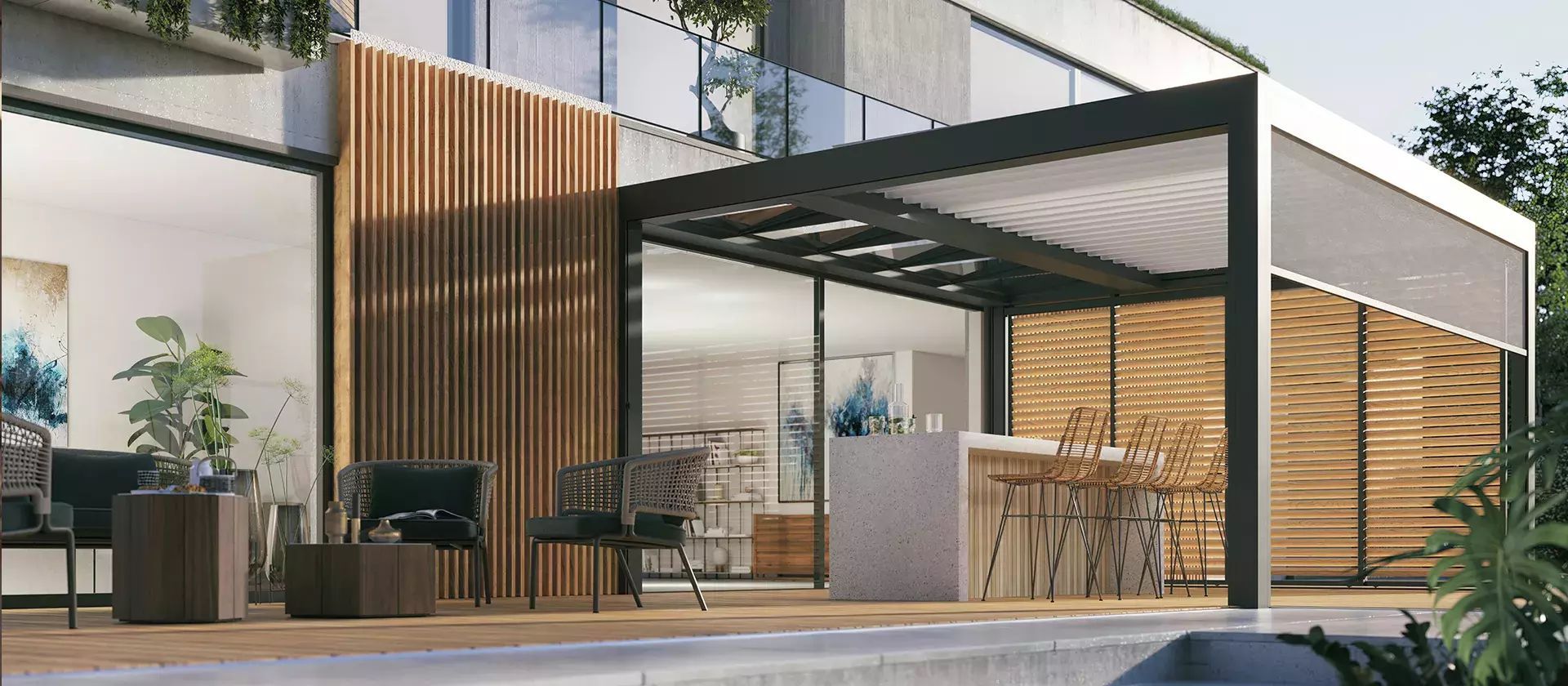 Pergola adossée à la maison