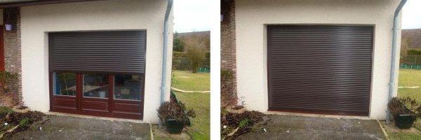 Porte de garage ouverte et fermée