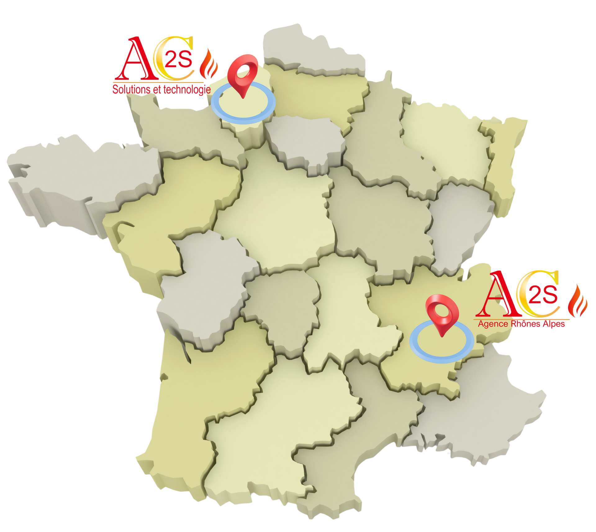 Carte de France stylisée pour représenter la zone d'intervention