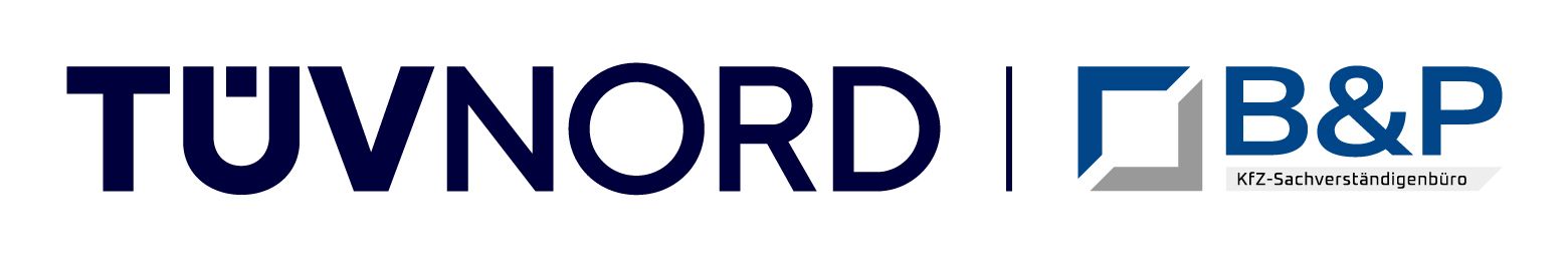 Logo von TÜV NORD und B&P. Das TÜV NORD-Logo ist dunkelblau. Das B&P-Logo befindet sich in einem Quadrat.
