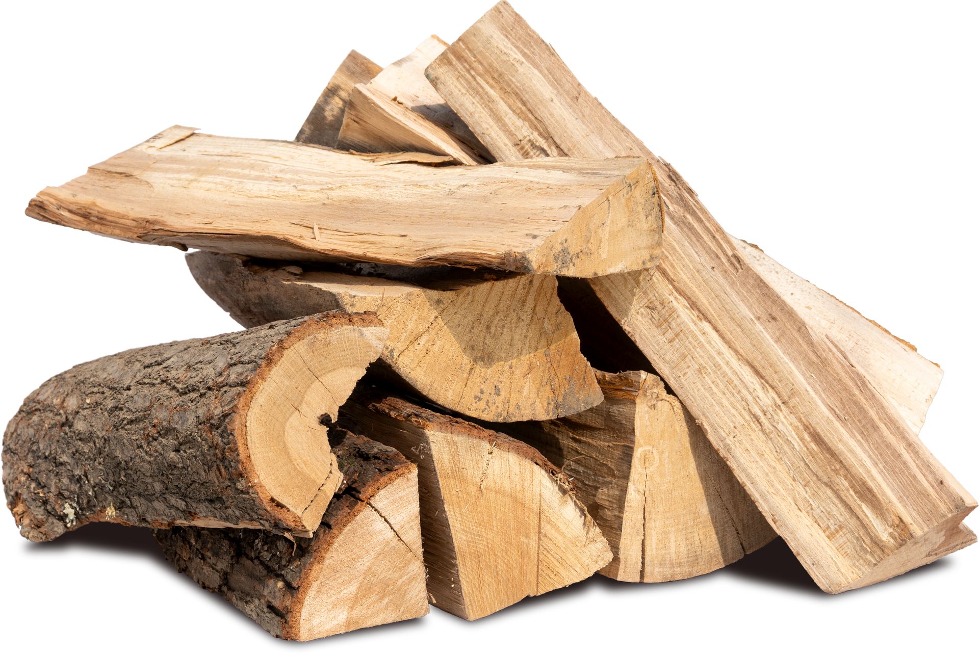Une pile de bûches de bois.