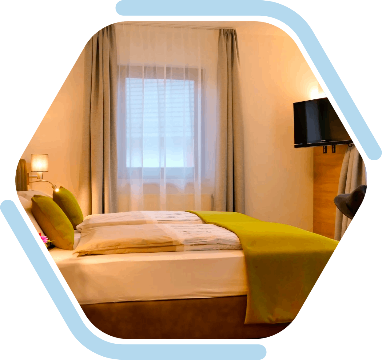 Hotelzimmer mit Doppelbett
