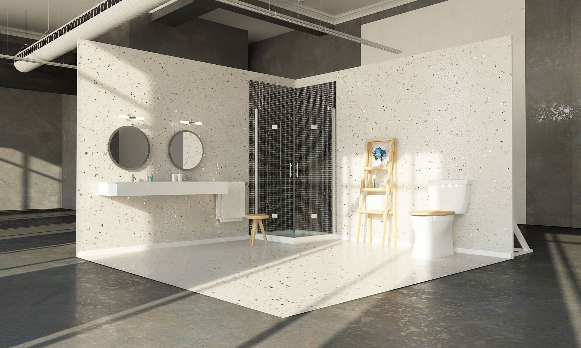 Une salle de bains exposée dans notre showroom
