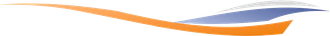 Abstraktes Logo mit orangefarbenen und blauen Wellenbändern auf weißem Hintergrund