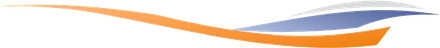 Abstraktes Logo mit orangefarbenen und blauen Wellenbändern auf weißem Hintergrund