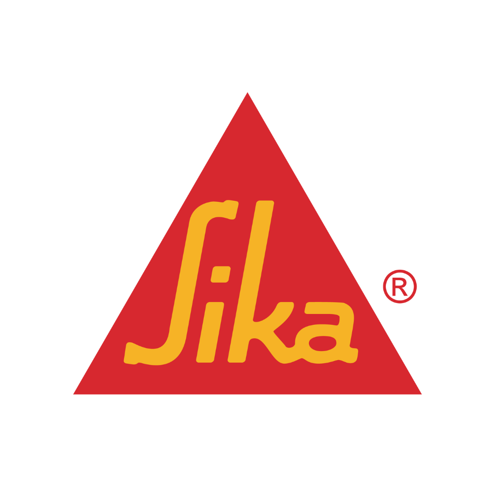 Un logotipo Sika rojo y amarillo sobre un fondo blanco.