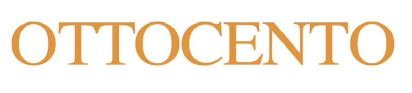 La palabra ottocento está sobre un fondo blanco.