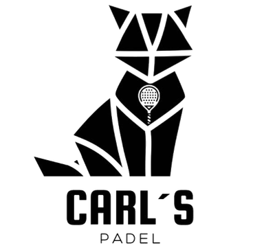 Un logotipo en blanco y negro para Carl's Padel.