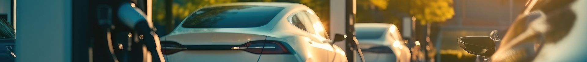 Véhicule électrique blanc, vu de derrière