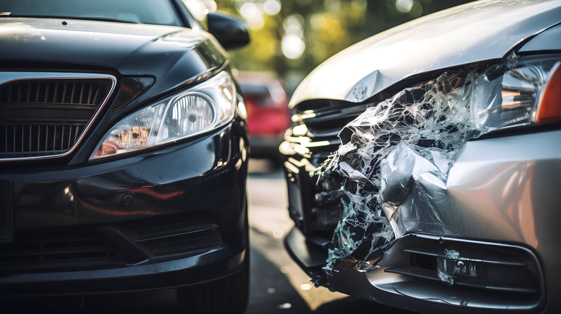 Accident entre deux voitures sur un parking