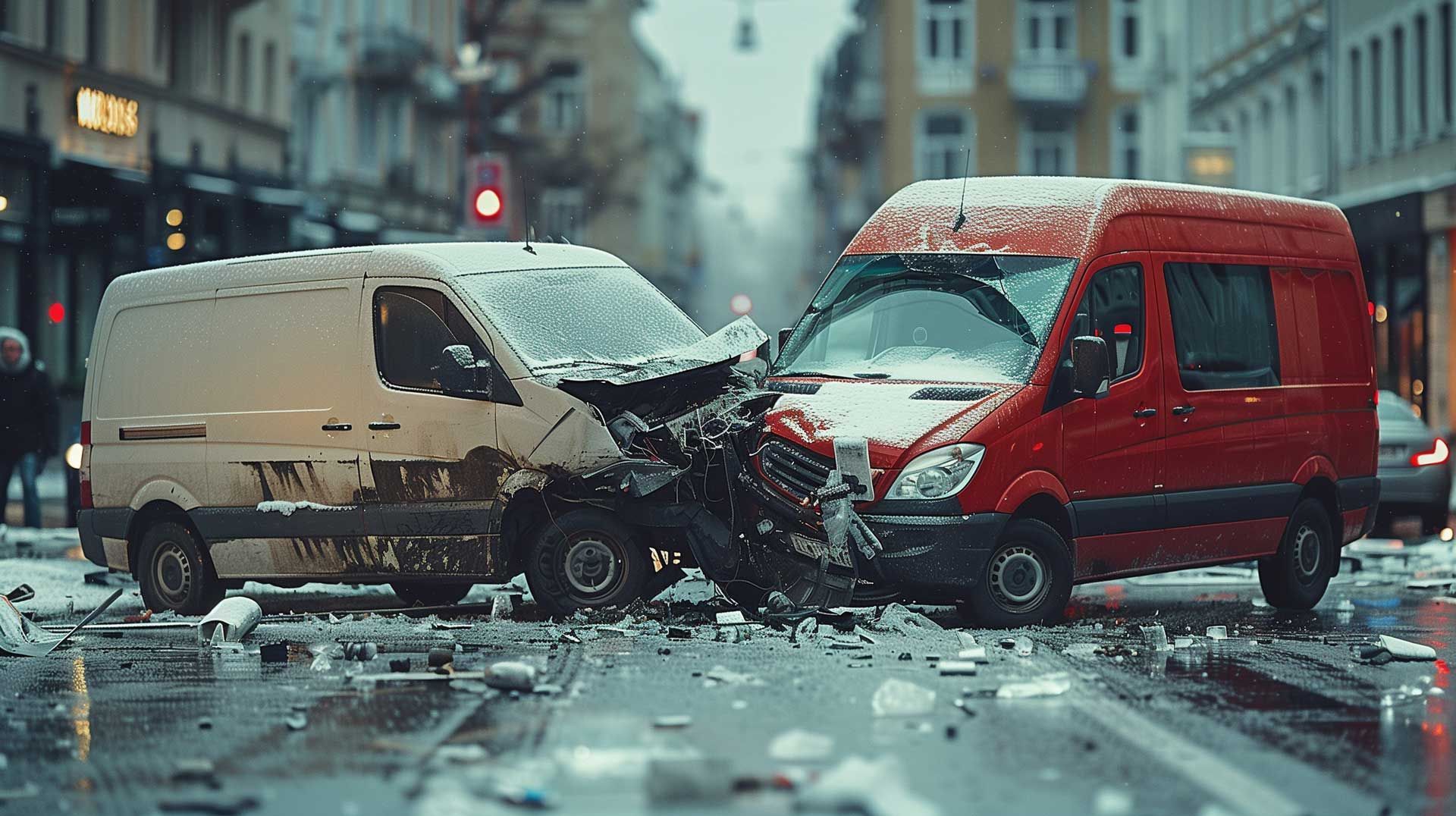 Deux camionnettes utilitaires lors d'un accident