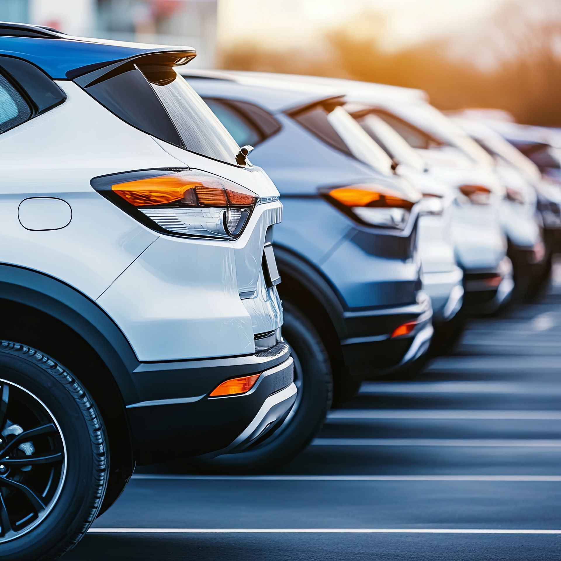 Un parking avec plusieurs véhicules légers