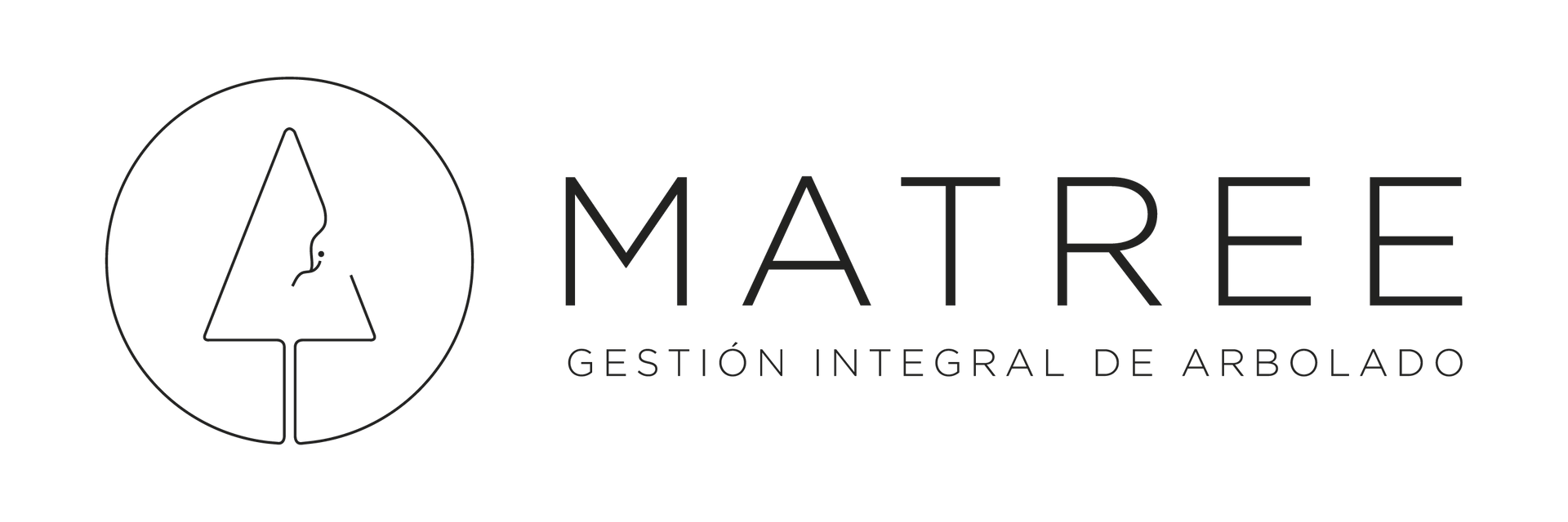 El logotipo de matree es un logotipo en blanco y negro con un árbol en un círculo.