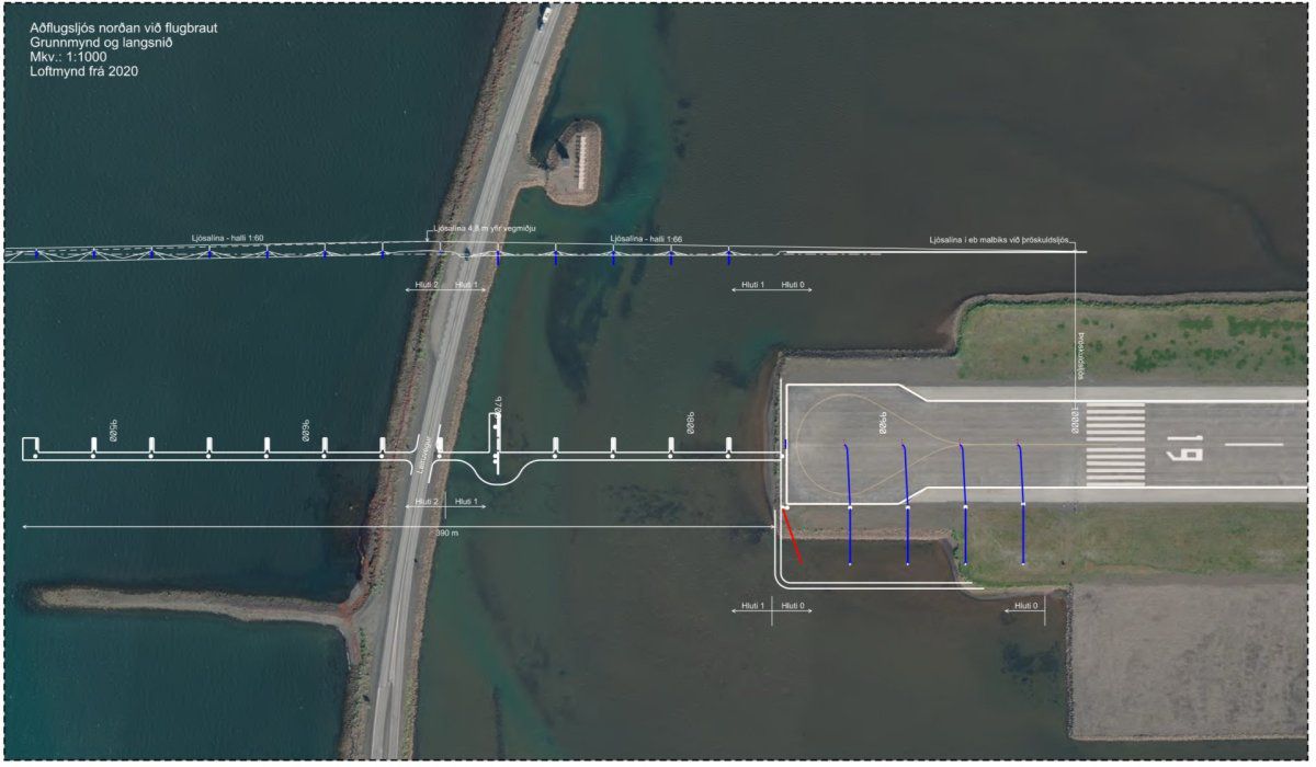 Aðflugsljós norðan við flugbrautina á Akureyri. Ljósin hafa verið í skipulagsreglum flugvallarins frá árinu 2011, á aðalskipulagi Akureyrar frá 2018 og á nýju deiliskipulagi Akureyrarflugvallar. Aðflugsljós norðan við flugbrautina á Akureyri. Ljósin hafa verið í skipulagsreglum flugvallarins frá árinu 2011, á aðalskipulagi Akureyrar frá 2018 og á nýju deiliskipulagi Akureyrarflugvallar.