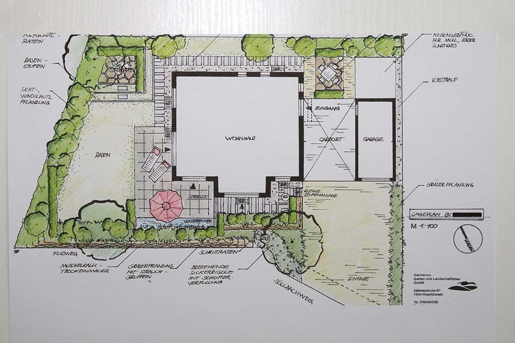 Zeichnung Gartenplanung