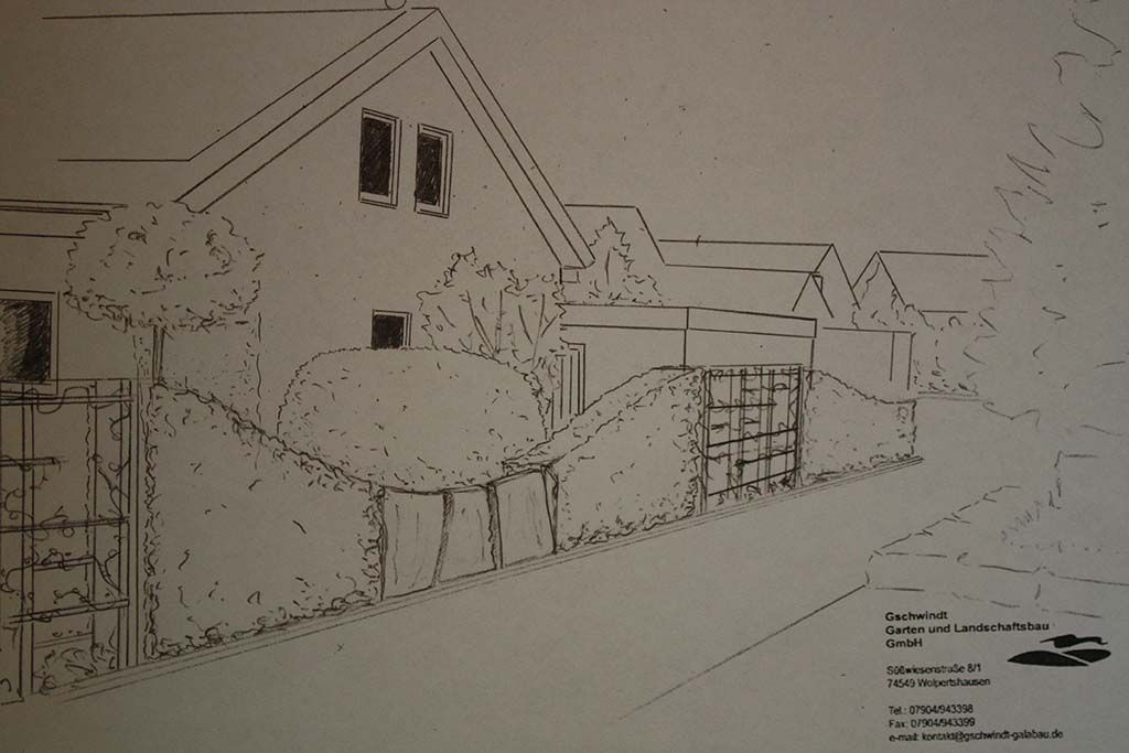 Zeichnung Gartenplanung