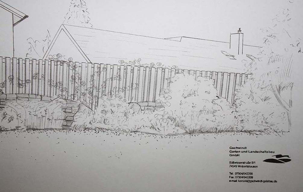 Zeichnung Gartenplanung