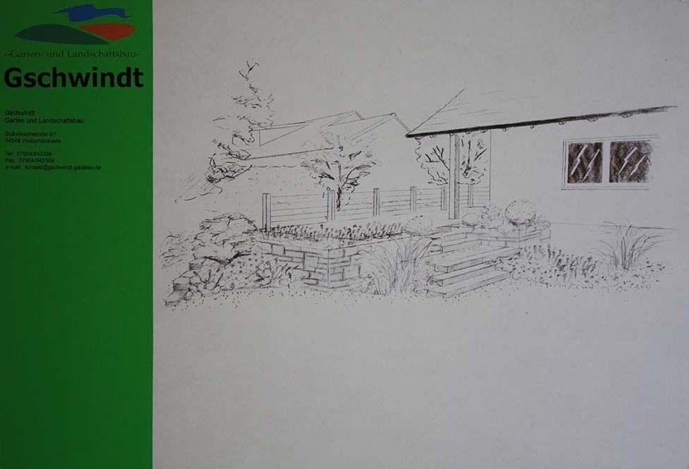 Zeichnung Gartenplanung