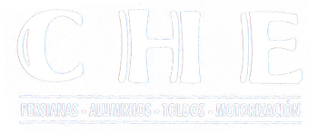 Logotipo con la inscripci&oacute;n "CHIE" y el texto "PERSIANAS - ALUMINIOS - TOLDOS - MOTORIZACI&Oacute;N" en blanco sobre fondo transparente.