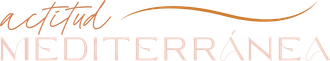Logo: "actitud Mediterránea" in light brown text.
