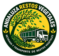 Logotipo circular amarillo y verde de Andaluc&iacute;a Restos Vegetales con un &aacute;rbol y un cami&oacute;n de recogida de residuos.