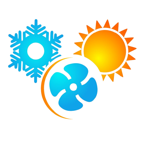 Logo de climatisation : flocon de neige, soleil et ventilateur.