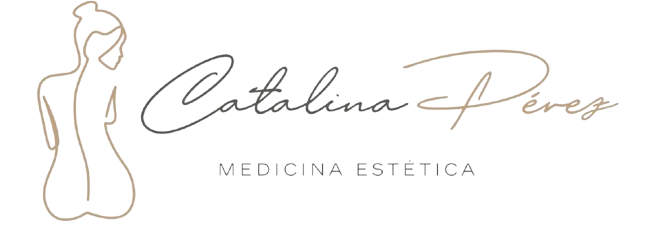 Logotipo con silueta de mujer, el nombre "Catalina P&eacute;rez" en letra cursiva y "Medicina Est&eacute;tica" debajo.