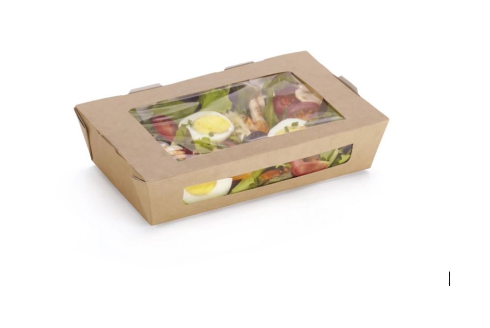 Boîte carton brun avec fenêtre en carton certifié fsc pour vente à emporter