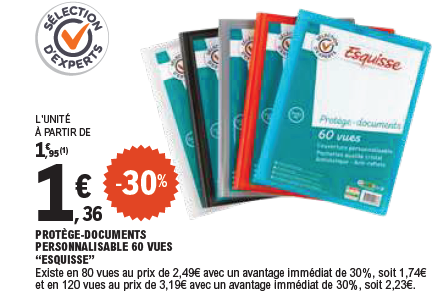 Offre -30 % sur protège-document personnalisable 60 vues de la marque Esquisse