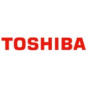 Rotes Toshiba-Logo auf weißem Hintergrund