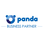 Panda Business Partner-Logo in Blau mit stilisiertem Panda-Symbol und Text auf weißem Hintergrund