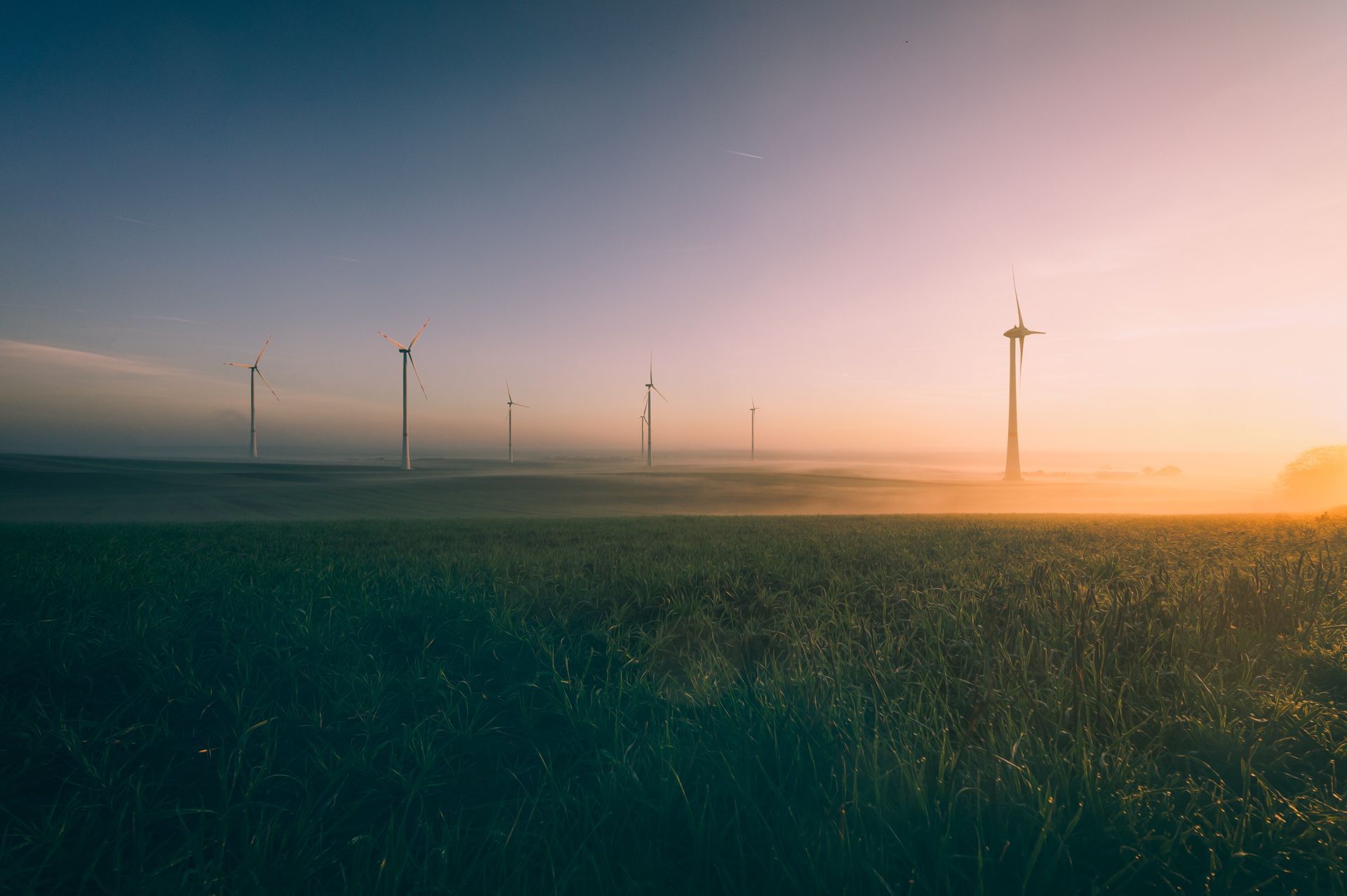 Foto Landschaft Felder mit Windenergieanlagen