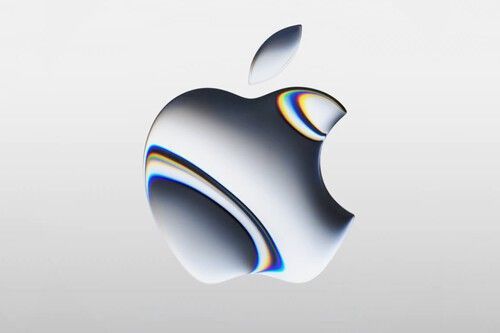 Un primer plano del logotipo de Apple sobre un fondo blanco.