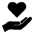 Icon offene Hand mit Herz - Service