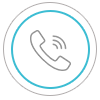 Un icono de teléfono en un círculo sobre un fondo blanco.
